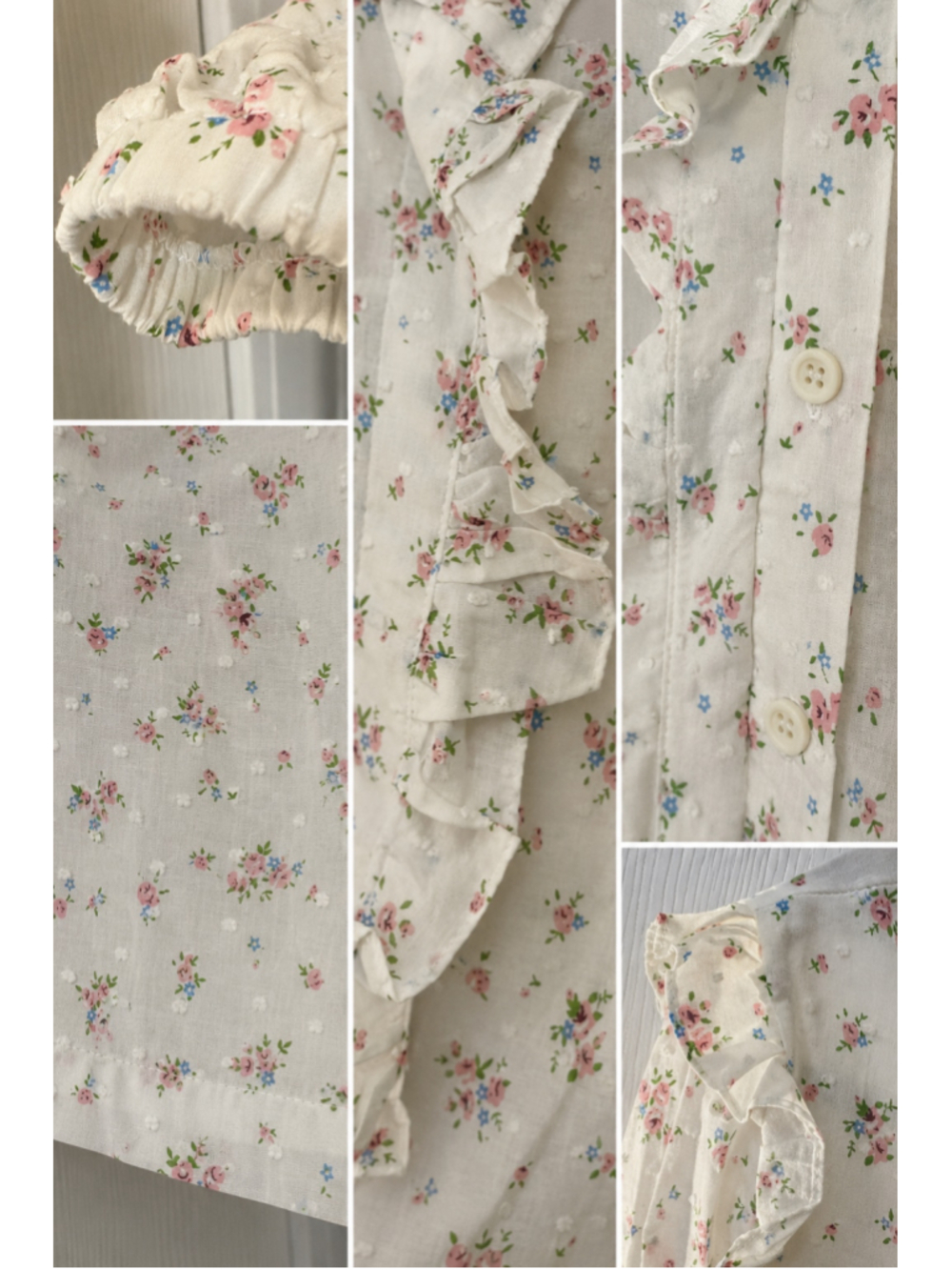Women's Mable Floral Ruffle Blouse, Size S, White and Pink - Picture 7 of 10